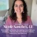 Esthetician Nicole Sanchez from Port Hueneme California in a mauve-colored smock embroidered with her name, smiles into the camera.