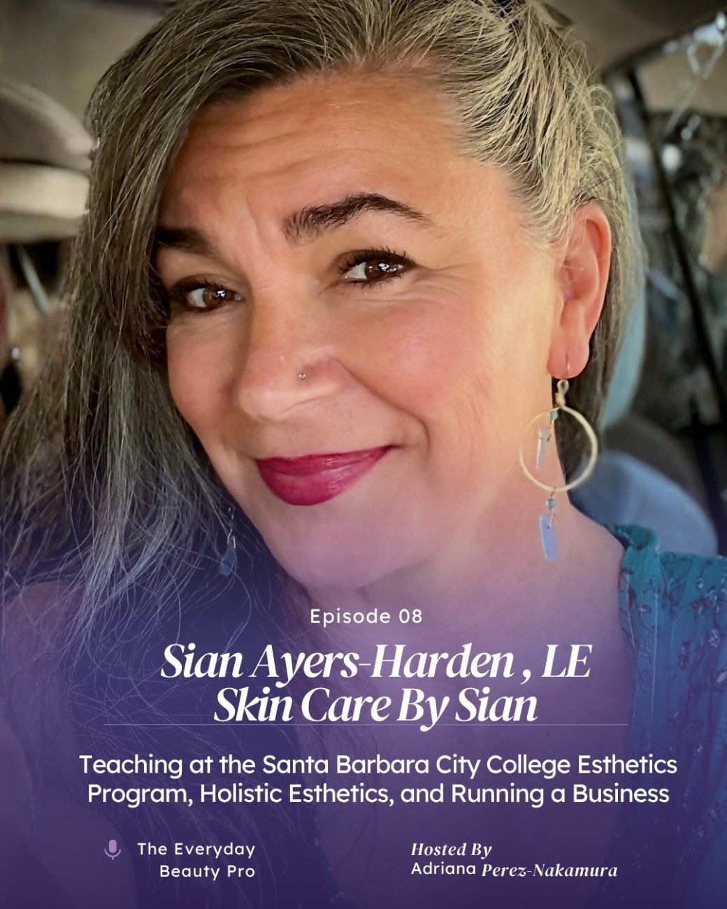 Close up photo of esthetician Santa Barbara City College esthetician instructor and esthetician Sian Ayers-Harden.